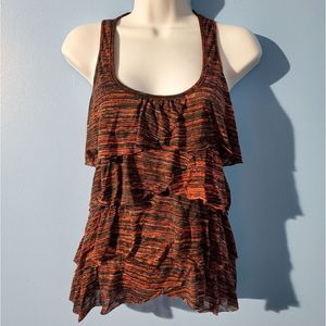 Eyeshadow orange/ black layered tank top